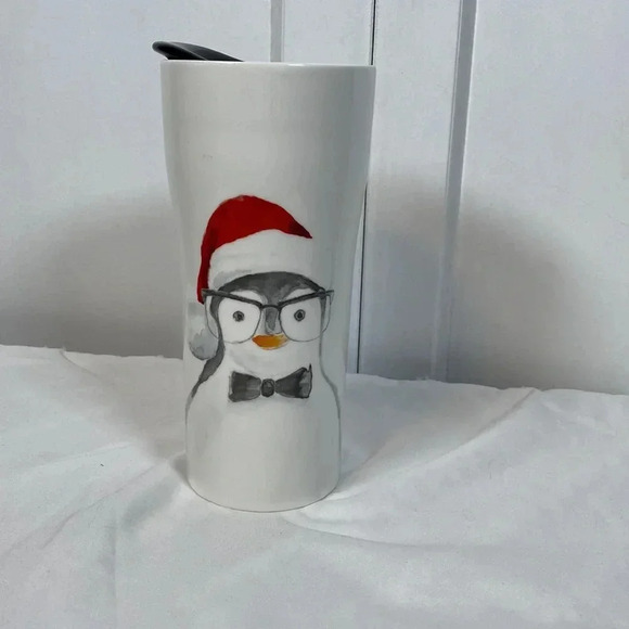 Polar Bear & Penguin To Go Coffee Team Mug with lid - Travel Mug - Christmas - Picture 3 of 6